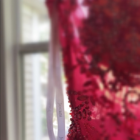 Red V neck ,over skirt gown, occasions long dress - Picture 3 of 5